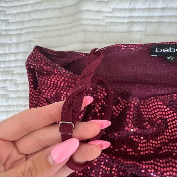 Bebe Red Sequin Disco Dot Maxi Dress - Picture 9 of 12